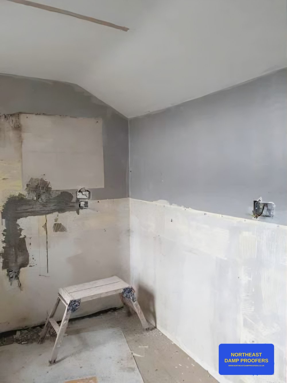 Damp wall before treatment